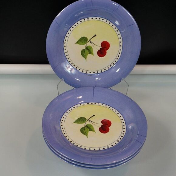 4 Sakura Evolution Melamine Plates Gracey Knight Design Blue with Cherrie 9.25" - Picture 8 of 8